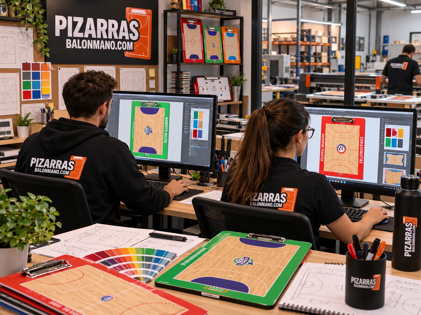 Gestaltung von Handball-Taktiktafeln am Computer, mit Farbmustern